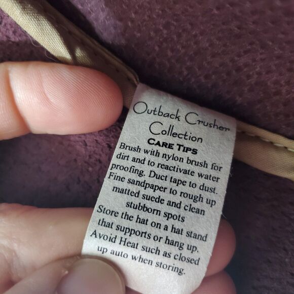 6 7/8 S Zephyr 21.5" Rancher Hat Outback Crusher Suede Aussie Brown Wine Small - Picture 7 of 11